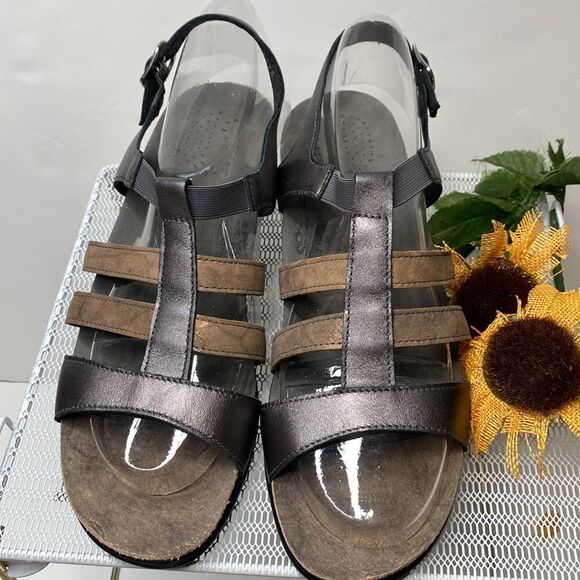 SAS Allegro Heel Strap Metallic Leather Dressy Comfort Sandal Size 11‎ - Picture 2 of 11